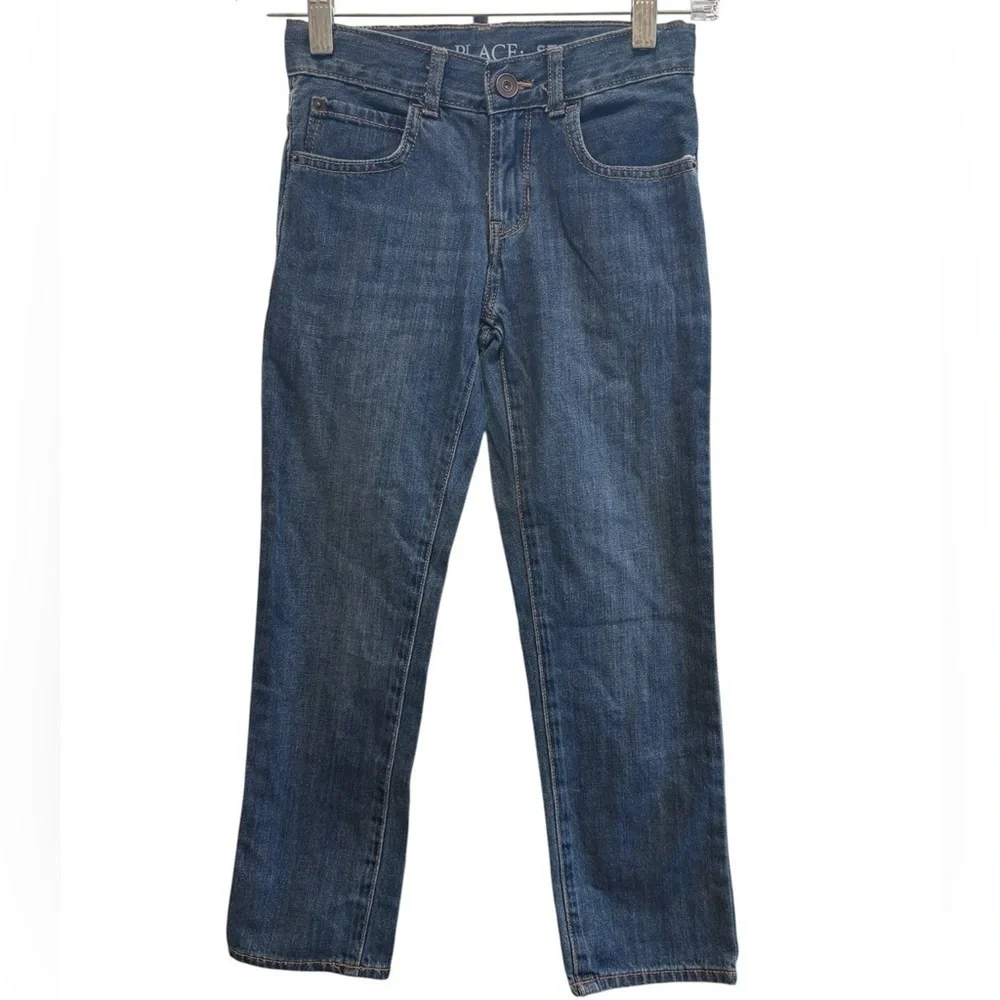 NWT Dark Jupiter Denim Straight Leg Jeans with Adjustable Waist Tabs | Size 7